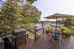Gas Grill on the Lakeside Deck with Table & Chairs